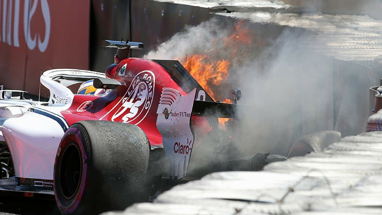 Va a fuoco l’Alfa Romeo Sauber di Ericsson: niente libere 2 in Francia