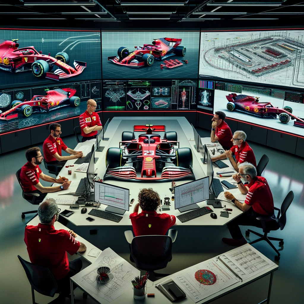 Sviluppatori Ferrari a lavoro sulla monoposto 2024