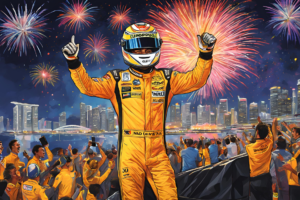 Lando Norris festeggia la vittoria nel GP di Singapore - AI Generated