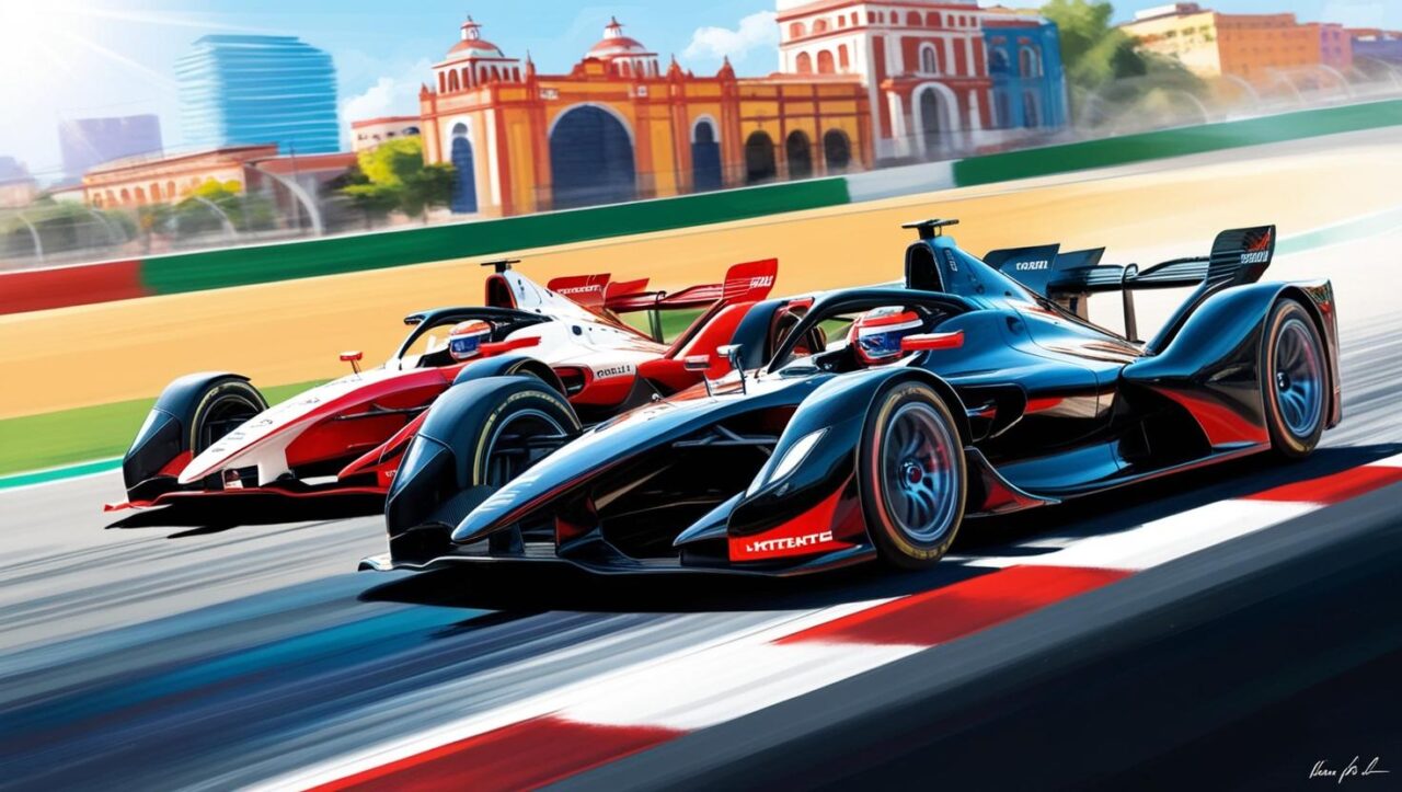 Testa a testa tra Nissan e Porsche nel secondo appuntamento di Formula E in Messico - AI Generated