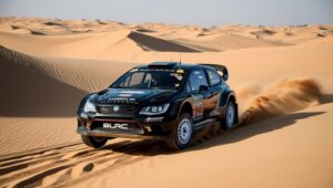 La Toyota alle prese con la sabbia fesh-fesh del Rally Kenya 2025 - AI Generated