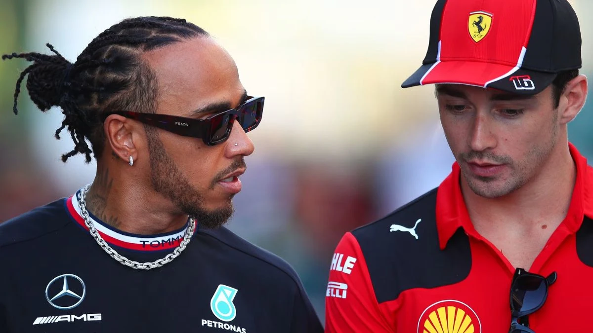 leclerc e hamilton che discutono post gara ferrari